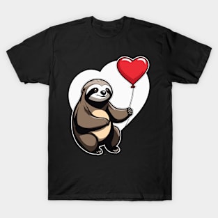 Sloth Heart Balloon - Valentines Day T-Shirt